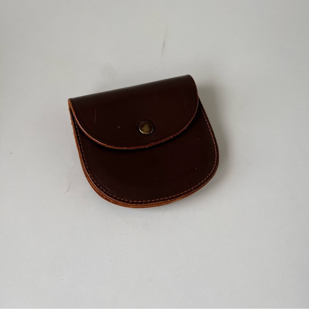 Vintage Brownie Hard Leather Coin Purse for Belt